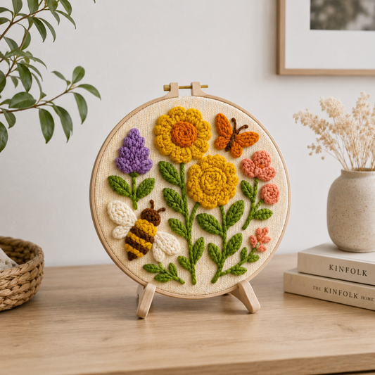 Færdigt Punch Needle motiv med Blomstrende eng