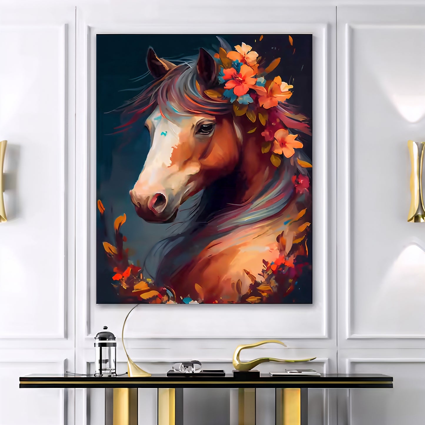 HEST MED BLOMSTER