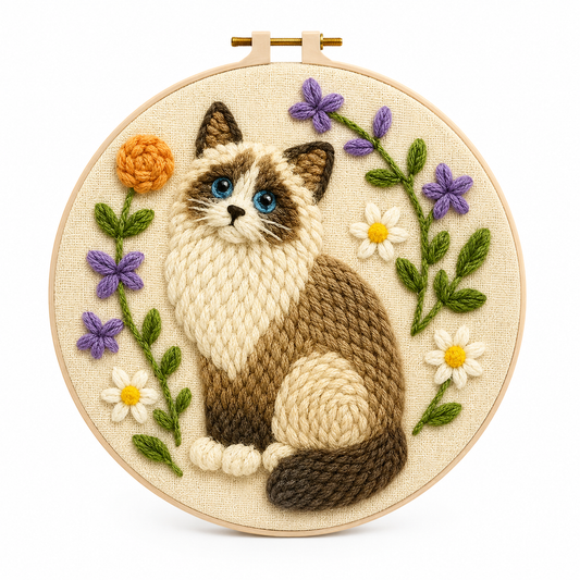 Punch Needle Blomsterkat