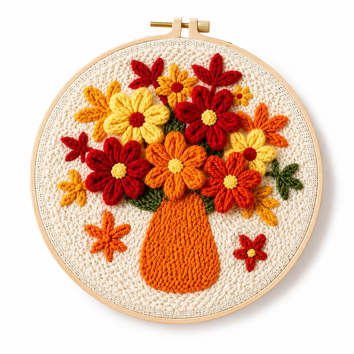 Punch Needle Blomsterbuket i Vase