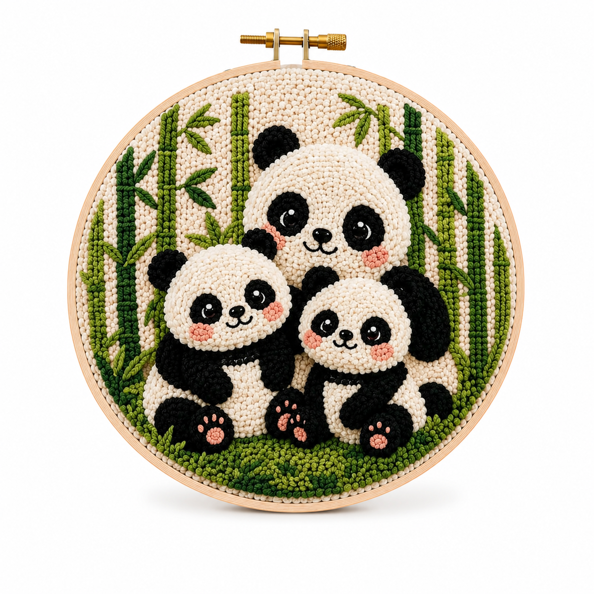 Punch Needle Pandaer i Bambusskoven
