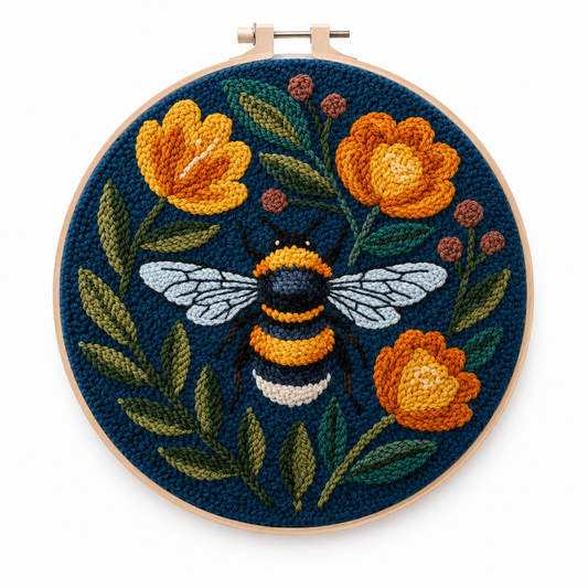 Punch Needle Humlebi & Blomster