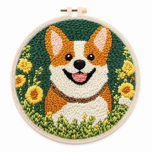 Punch Needle Glad Corgi