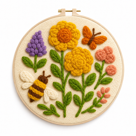 Punch Needle Blomstrende eng