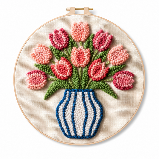 Punch Needle Lyserød tulipan